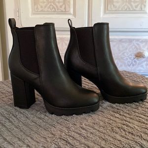 Black platform booties size 8